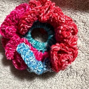 Multicolor Crochet Hair Scrunchie. Soft